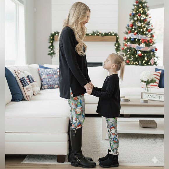 S/L NEW Girls Christmas Gnome Leggings Buttery Soft Holiday Yoga Pants - Picture 8 of 12